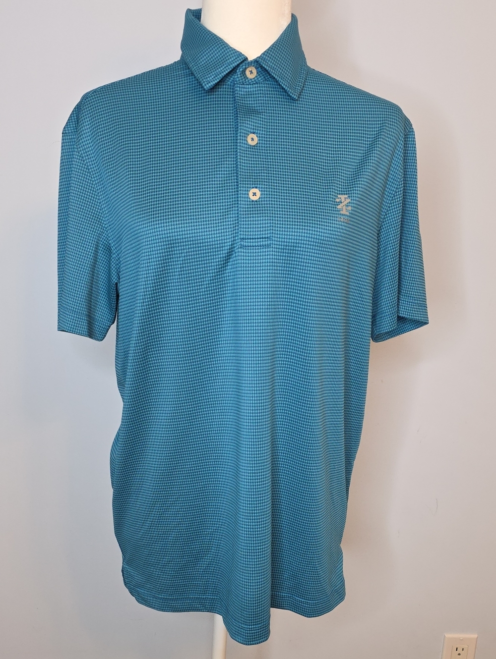 Izod Blue Micro-Check Performance Polo